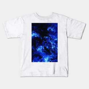 Dark Arctic Splash Black and Blue Abstract Artwork Kids T-Shirt